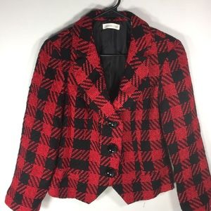 Coldwater Creek Buffalo Plaid Red Black Jacket P4